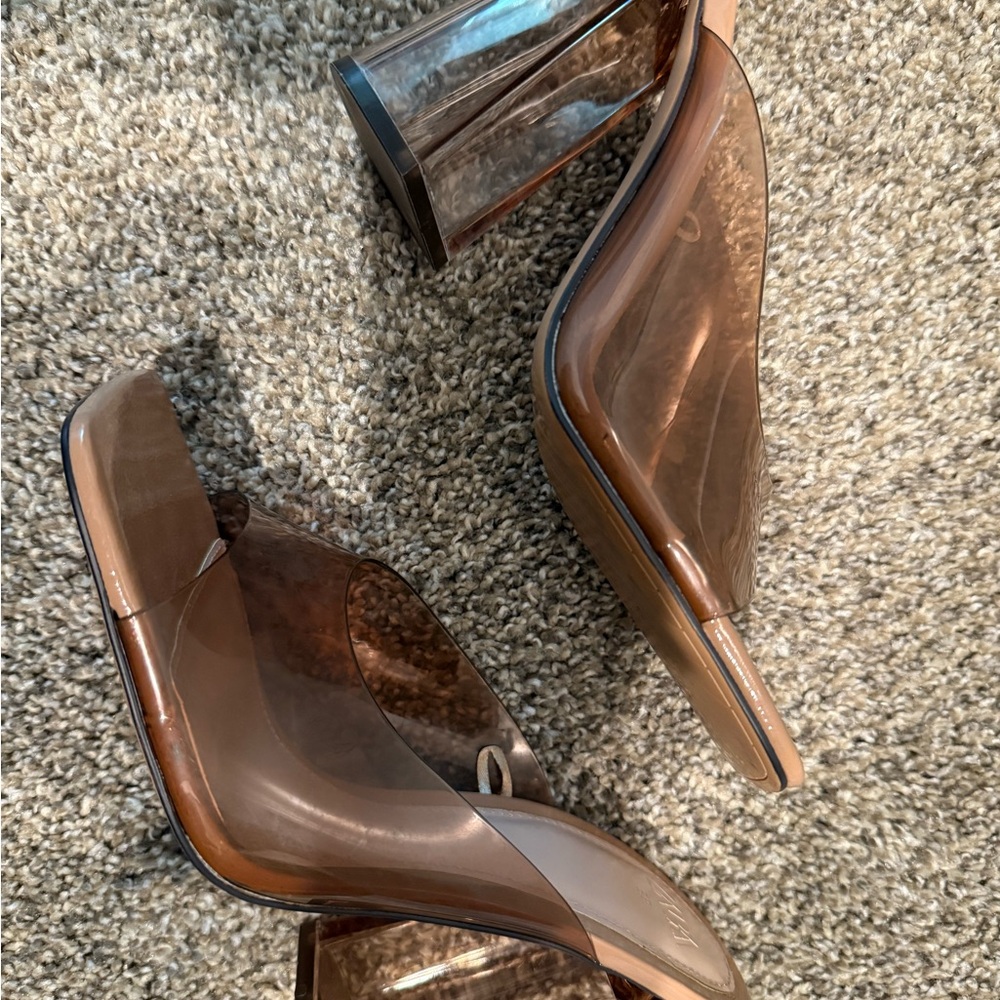 Zara Transparent Brown Heels